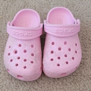 Pink Glitter Toddler CROCS